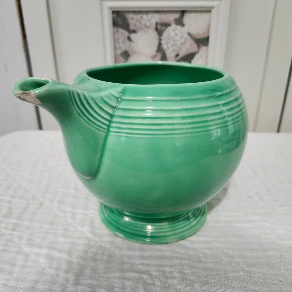 Vintage Homer Laughlin Fiesta Original Green Teapot Art Deco Ceramic Made in USA